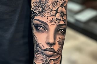 create unique custom tattoo any tattoo design, tattoo artist
