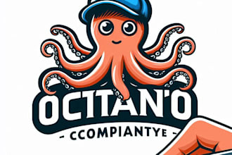 do make set of isolated octopus mascot design with 1 day delivery