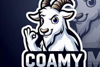 do awesome white goat cartoon animal mascot logo design