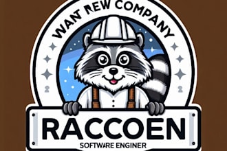 do make raccoon software engineer mascot design with unlimited review