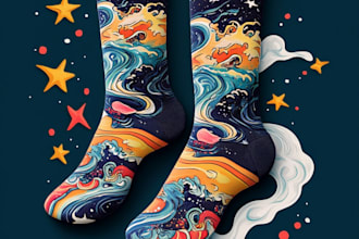 draw a creative socks unique sock design for you