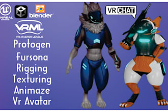 custom 3d furry avatar, nsfw avatar for vrchat and vtuber