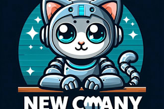 do make cute robot cat futuristic character mascot logo design