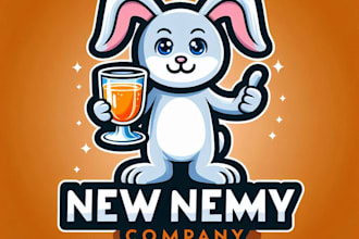 do make rabbit holding a glass character mascot logo design