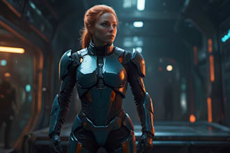 make a sci fi character illustration or sci fi art