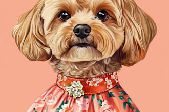draw your cat, dog, or any pet into cartoon vector portrait