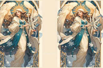 illustrate tarot card design tarot card style, healing tarot card deck design