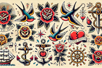 draw awesome old school tattoo style designs