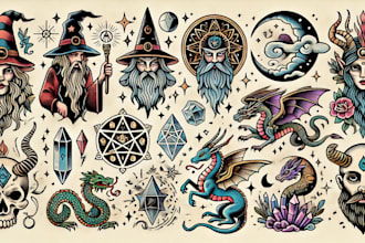 make a traditional tattoo in old school tattoo style design