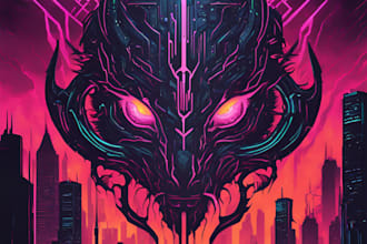 create unique fantasy cyberpunk horror logo for