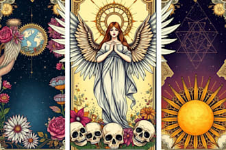 draw custom tarot cards, game cards, oracle, tcg and box design