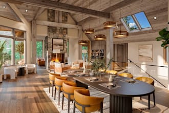 relocate residential forest, vacation house,dinning,3dsmax render,ue5 tree house