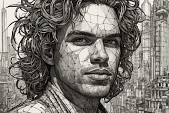 create super amazing pen and ink line art illustration