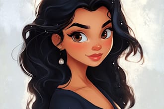 draw disney cartoon style couple,family,pet cartoon portrait