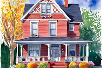 pencil or watercolor sketch your house