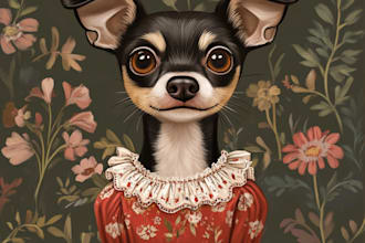 draw pet portrait animal illustration into vector cartoon