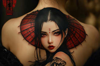 made your japanese custom tattoo design and illustration