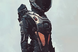 create an sci fi character art, sci fi art in unique style