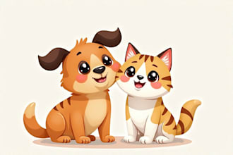 draw dog animal pets cartoon portrait vector art