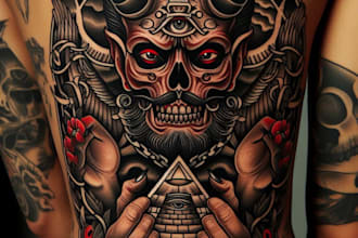 draw your custom traditional or old school tattoo design