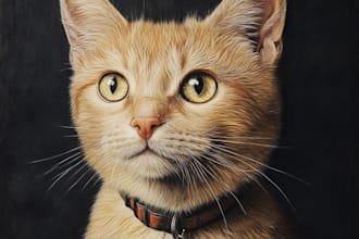 draw a custom portrait illustration of your pet, cat, dog