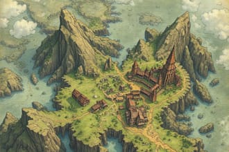 make fantasy map illustration for dnd, novels and games