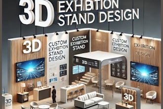 do 3d design of exhibition stall, trade booth design, kiosk, stall design