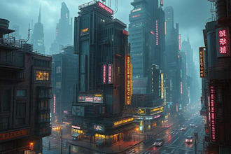 design cyberpunk futuristic city style art for any project