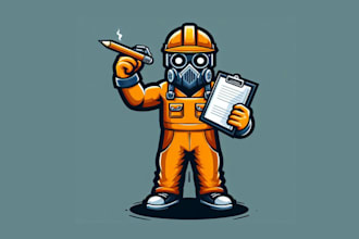 create drawing  industrial mascot logo with text with any file