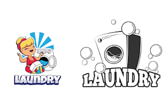 make cartoon clean laundry logo