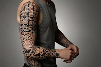 create sleeve tattoo design in geometric style