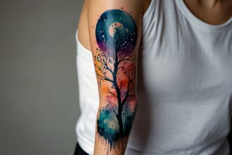 do a custom watercolor tattoo sleeve