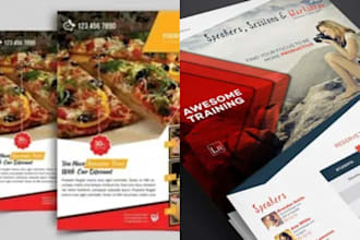 design eye catching event flyers, posters, brochures, restaurant for business