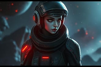 make a sci fi character and sci fi art