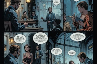 create illustrate a comic book or graphic novel page for you
