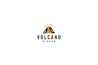 create volcano, explosive, lava, power, fiery, mountain, eruption, nature logo