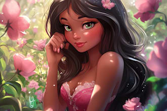 do  cute your portrait in a disney style cartoon illustration