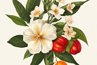 illustrate botanical and linocut vector art