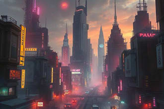 create a cyberpunk city sci fi style for any project