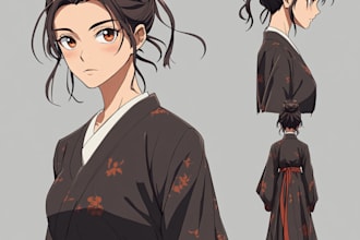 create original anime character sheet or reference for