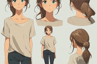 create original anime character sheet or reference for