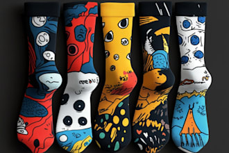 draw a custom and unique socks design art for you