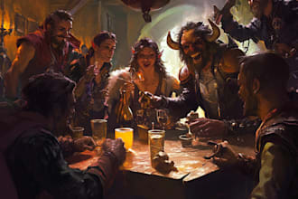 make a dnd party art and d and d character for you