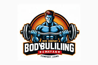 design a powerful bodybuilding mascot logo for your company