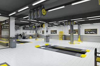 create 3d carwash, carcare, bikeroom, and automobile showroom
