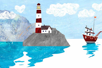 create handmade paper cut collage illustrations