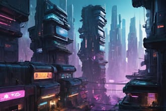 desing cyberpunk futuristic city illustration