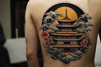 do a japanese or oriental tattoo design with amazing quality human body