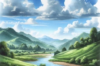 draw a watercolor landscape illustration
