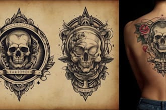 make old school or traditional style tattoo logo design